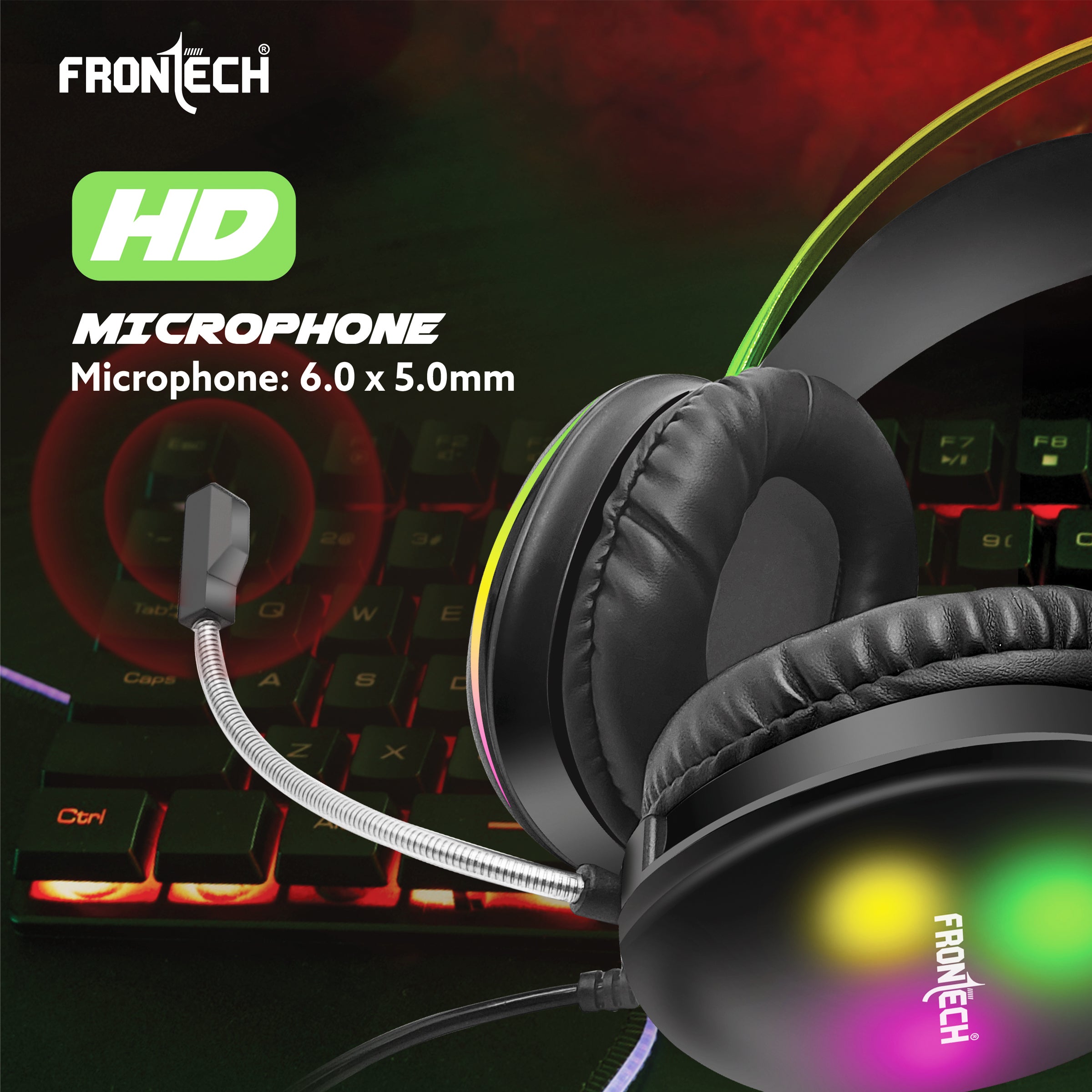 Frontech Gaming Headset with RGB Lights | 50mm Driver | Noise-Cancelling Mic | Volume Control | 3.5mm + USB for RGB | Soft Cushions (HF-0015) Frontech Gaming Headset with RGB Lights | 50mm Driver | Noise-Cancelling Mic | Volume Control | 3.5mm + USB for RGB | Soft Cushions (HF-0015)